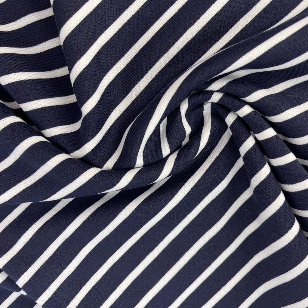 Navy and White Striped Ponte