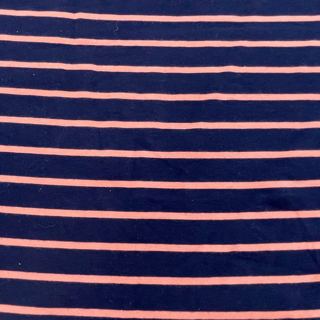 Navy Blue with Pink Stripe French Terry