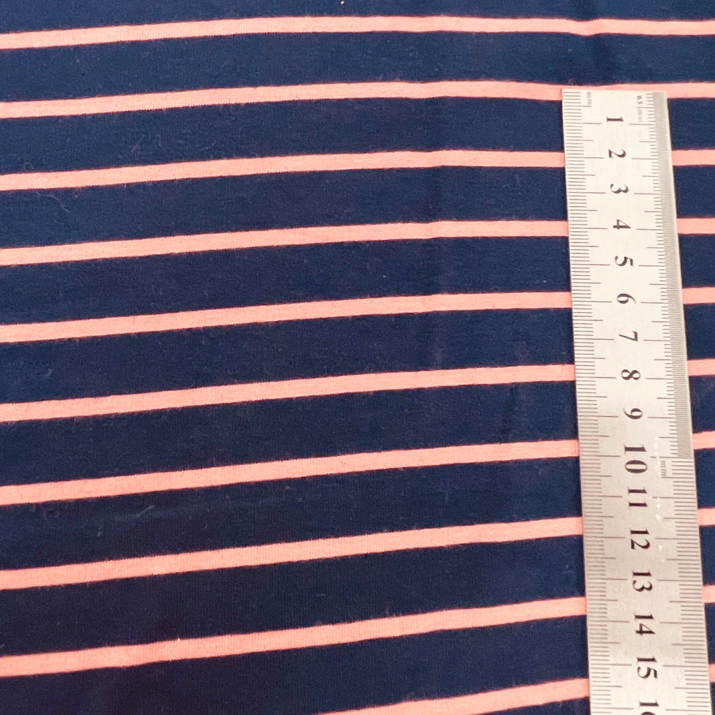 Navy Blue with Pink Stripe French Terry