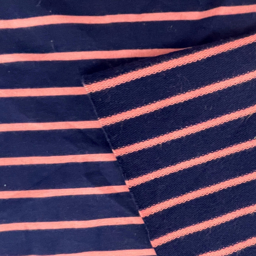 Navy Blue with Pink Stripe French Terry