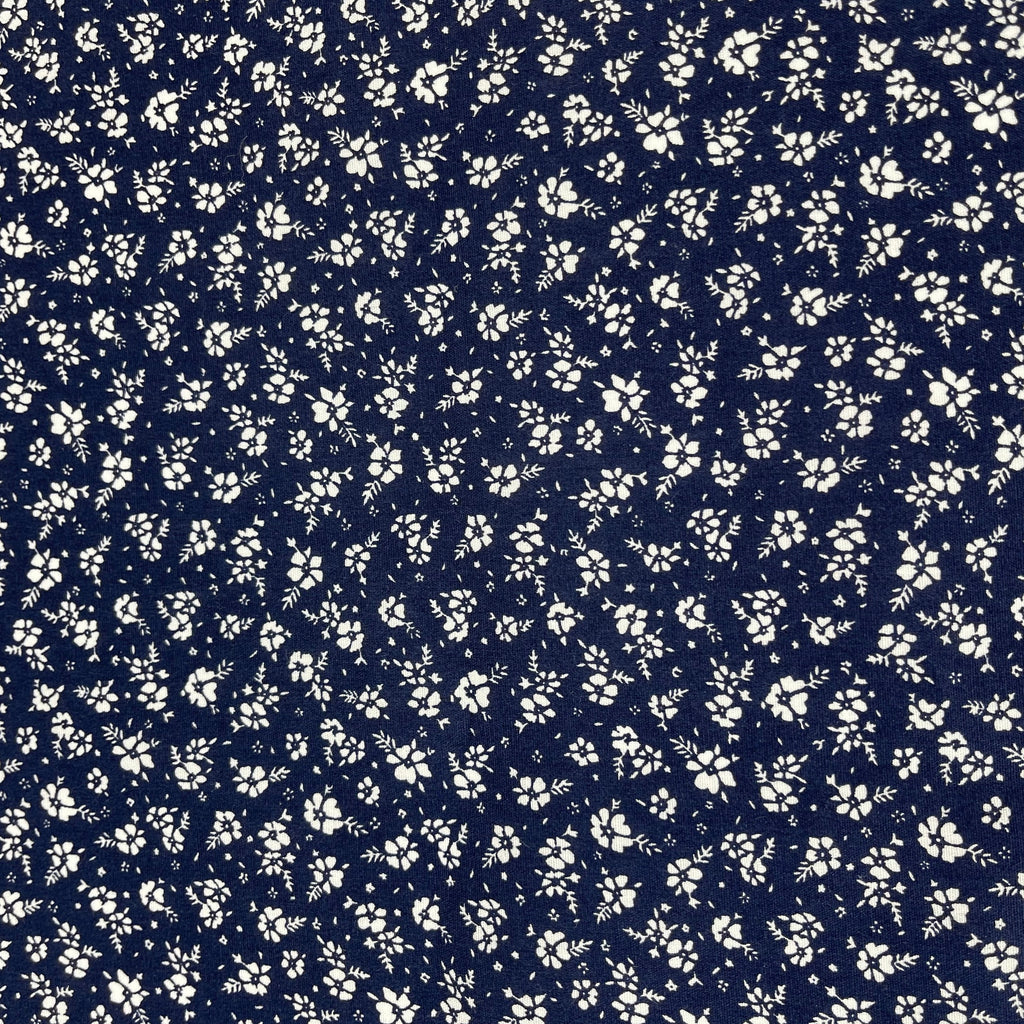 Cotton Poplin Navy White Ditsy Print