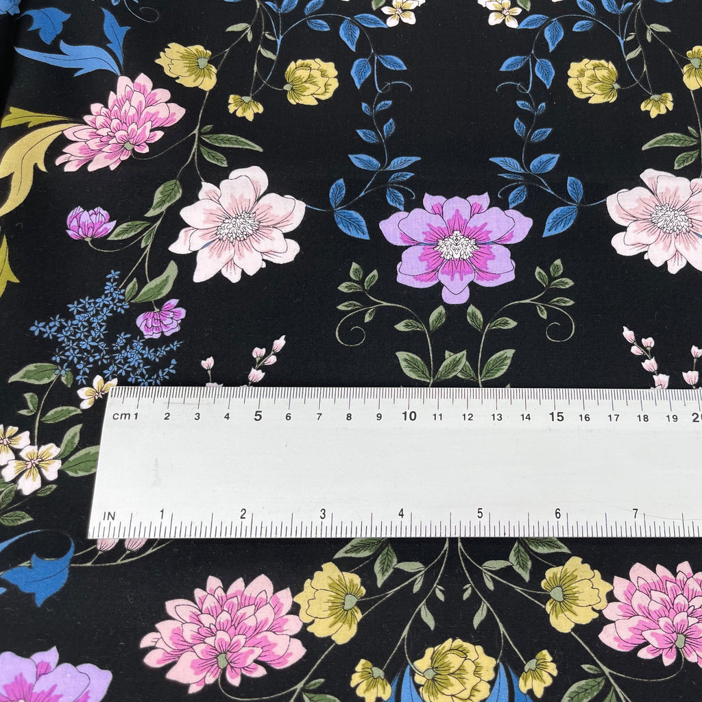 Black Rayon with Flowers