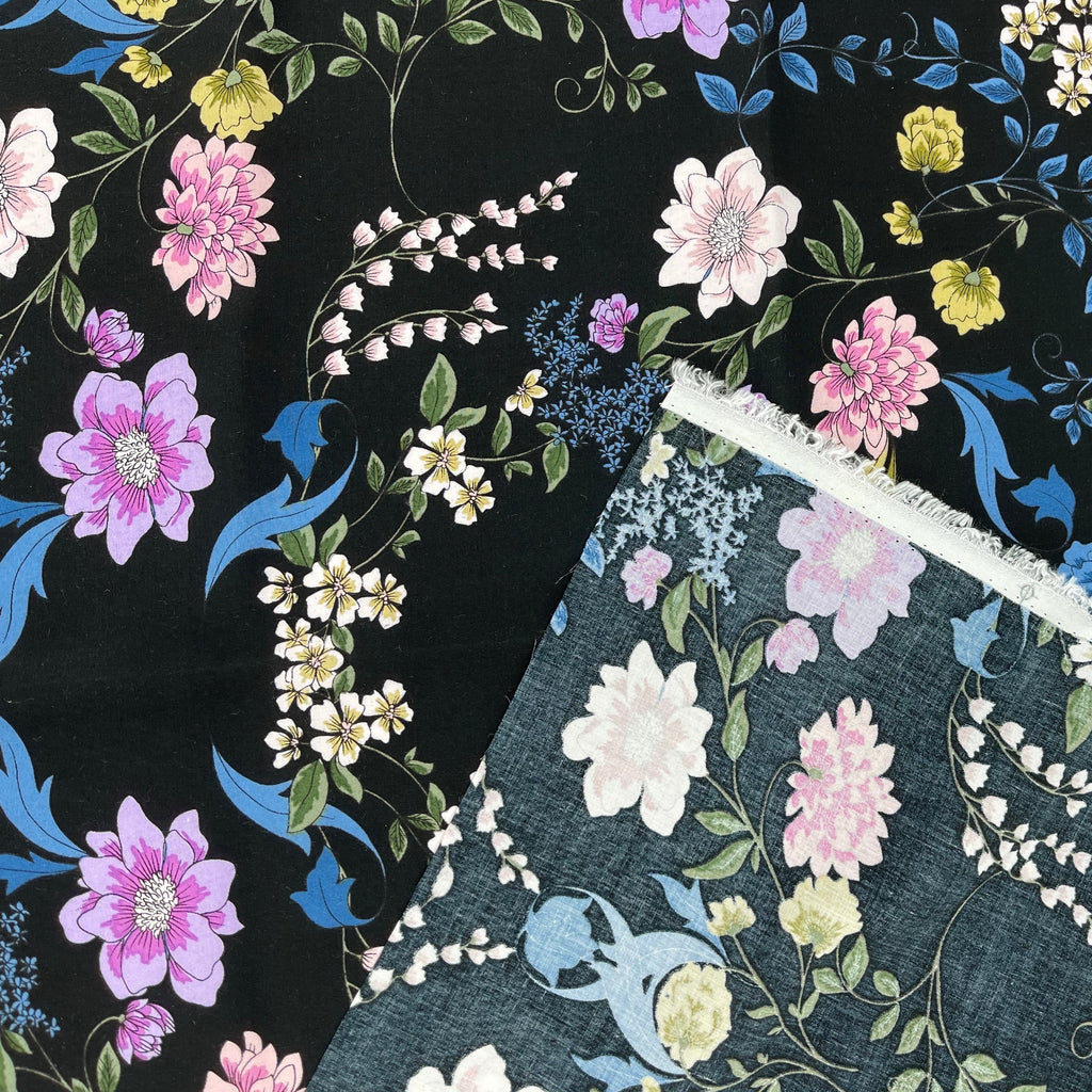 Black Rayon with Flowers