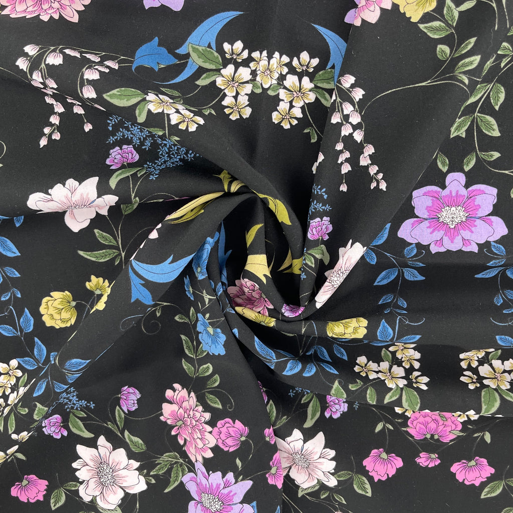 Black Rayon with Flowers