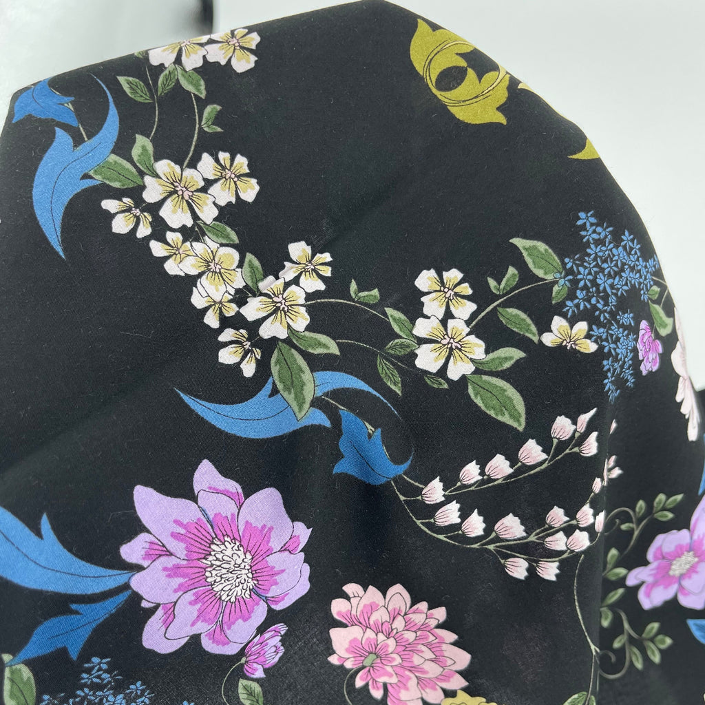 Black Rayon with Flowers