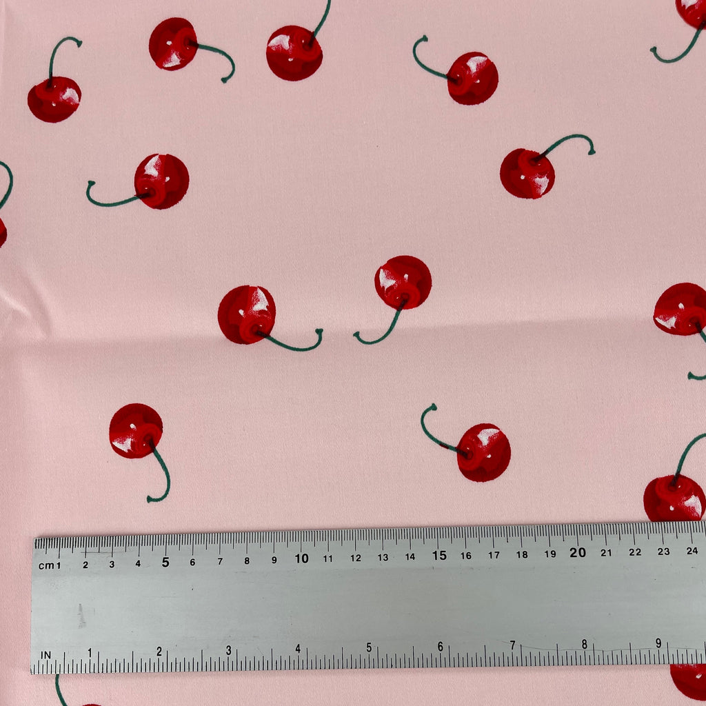 Cotton Spandex Pink with Cherries