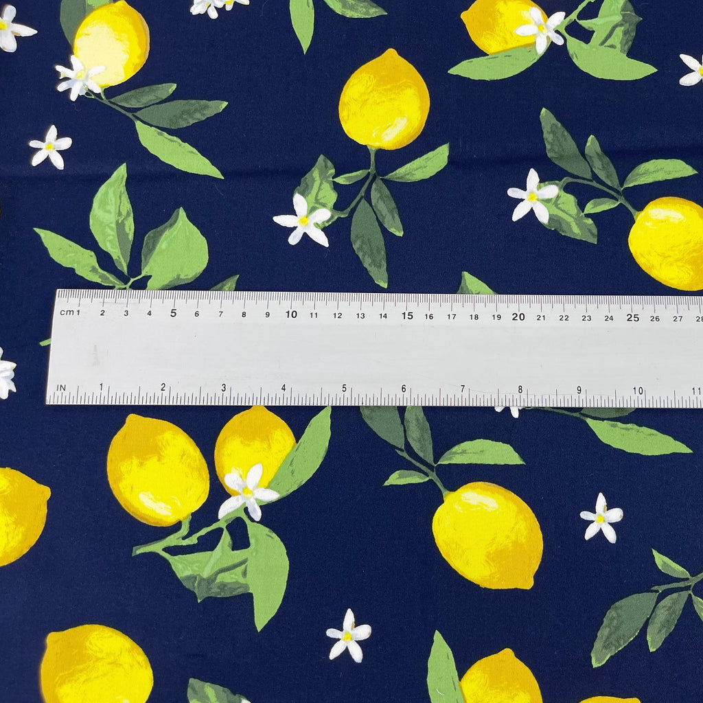 Cotton Spandex Navy with Lemons