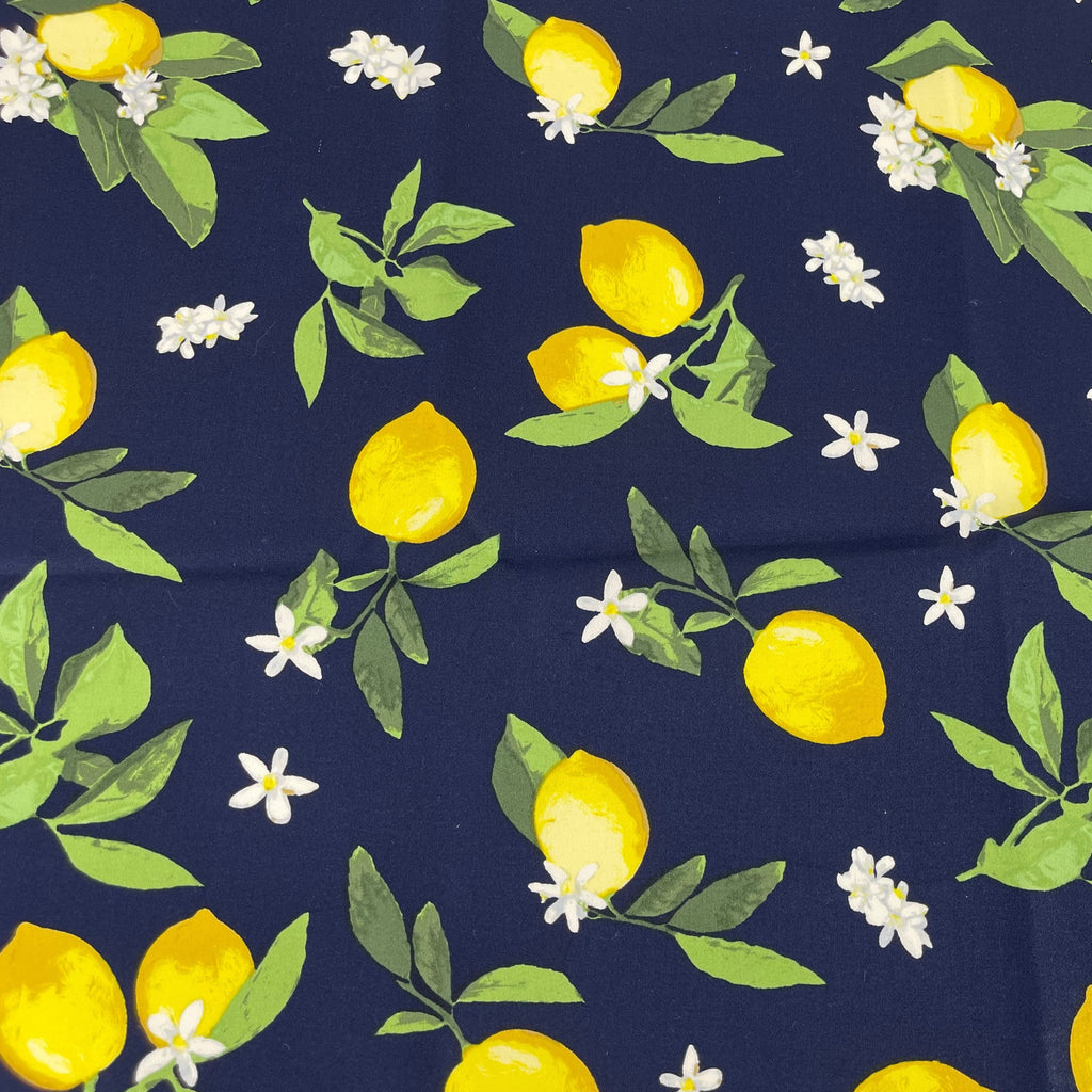 Cotton Spandex Navy with Lemons