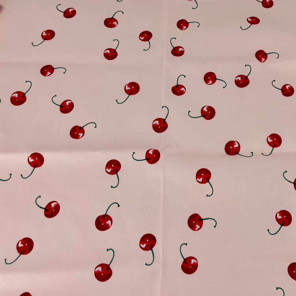 Cotton Spandex Pink with Cherries