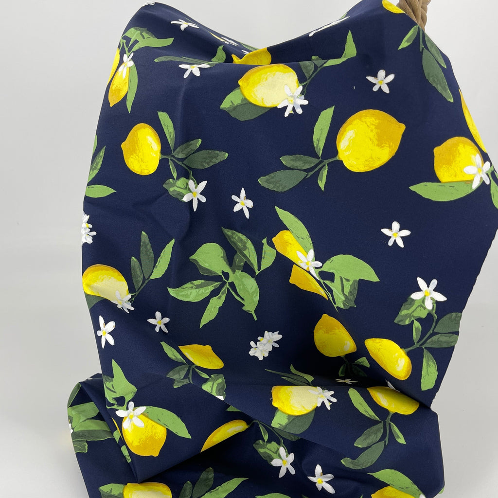 Cotton Spandex Navy with Lemons